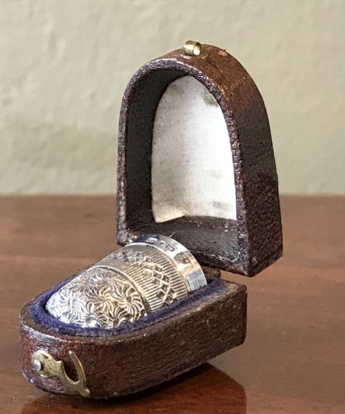 Victorian Solid Silver Thimble in Box, 1899