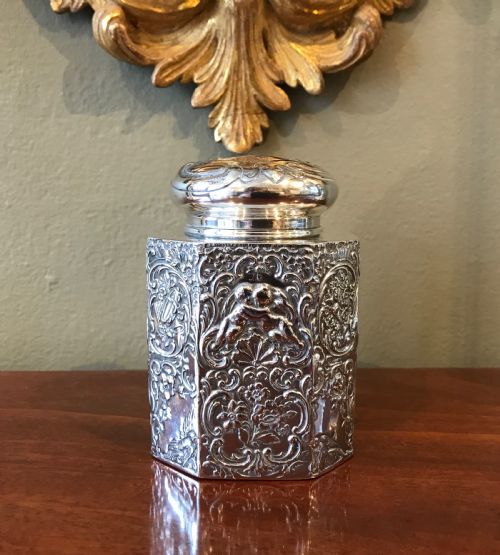 Victorian Silver Tea Caddy by Berthold Muller, Chester 1898