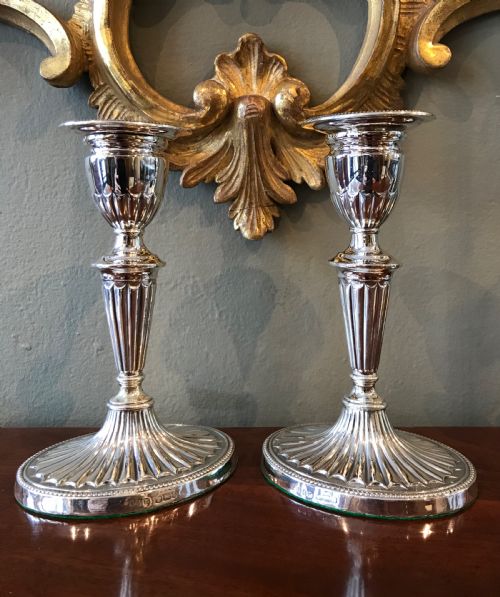 Pair Victorian Solid Silver Candlesticks
