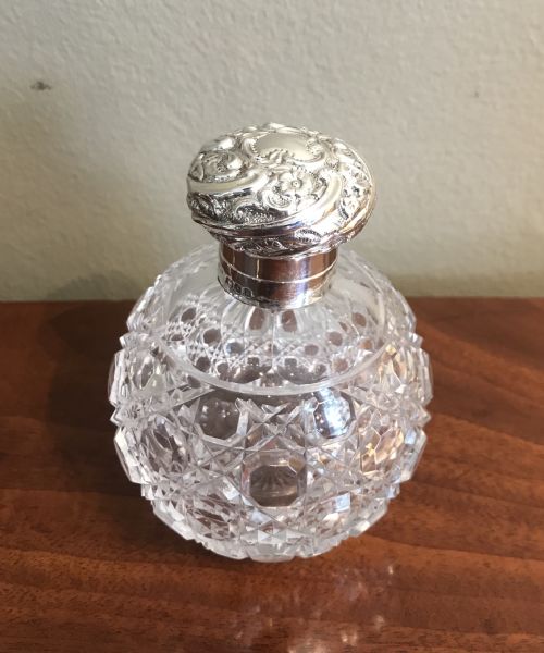 Quality Edwardian Silver and Glass Scent Perfume Bottle, 1903