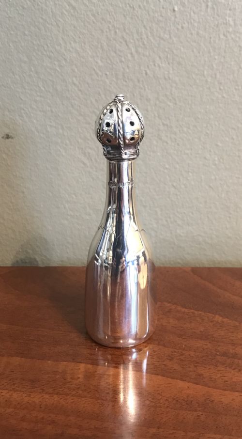 Novelty Silver Pepper in Form of Champagne Bottle