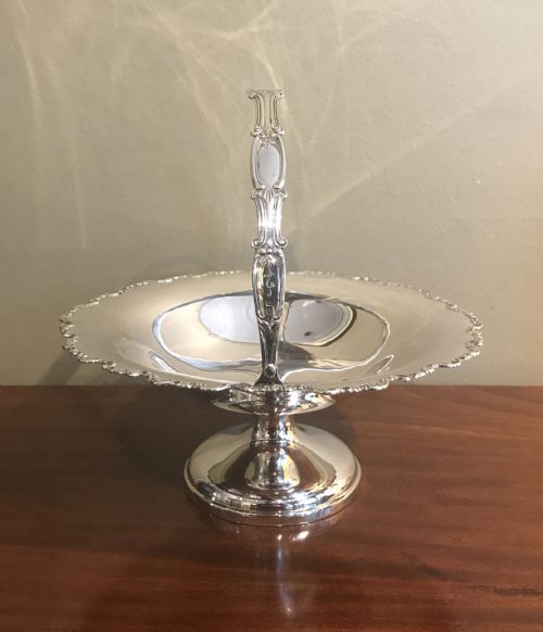 Large George V Solid Silver Swing Handle Fruit Basket, 1924