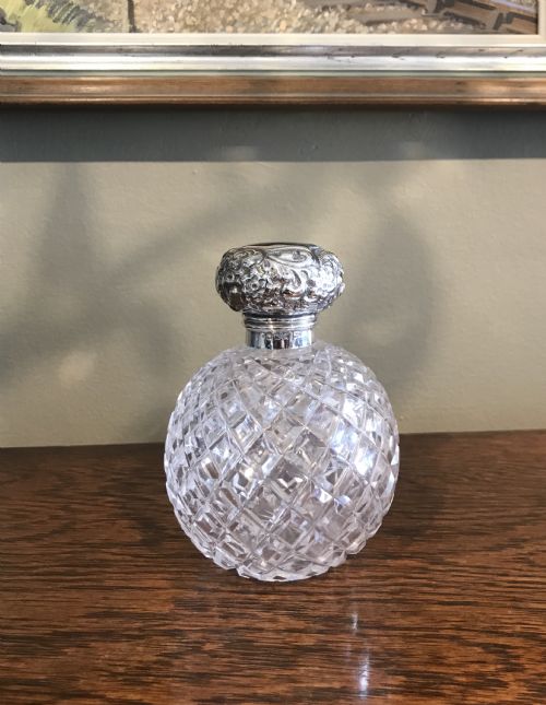 Edwardian Silver and Glass Scent Perfume Bottle, 1904