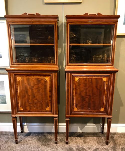 Edwardian Mahogany Display Cabinets, Pair.