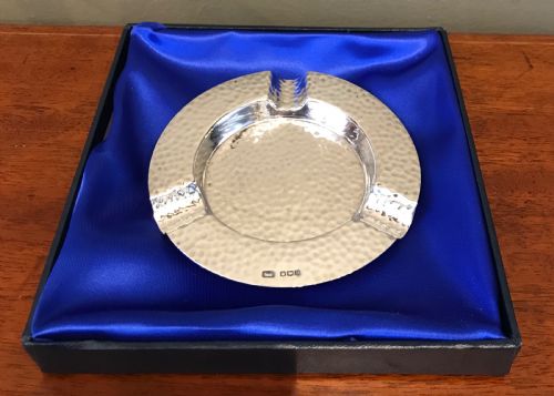1930 Solid Silver Planished Ashtray