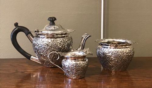 Victorian Solid Silver Bachelors Tea Set, 1894