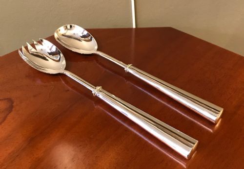 Pair of Quality Late Victorian Solid Silver Salad Servers