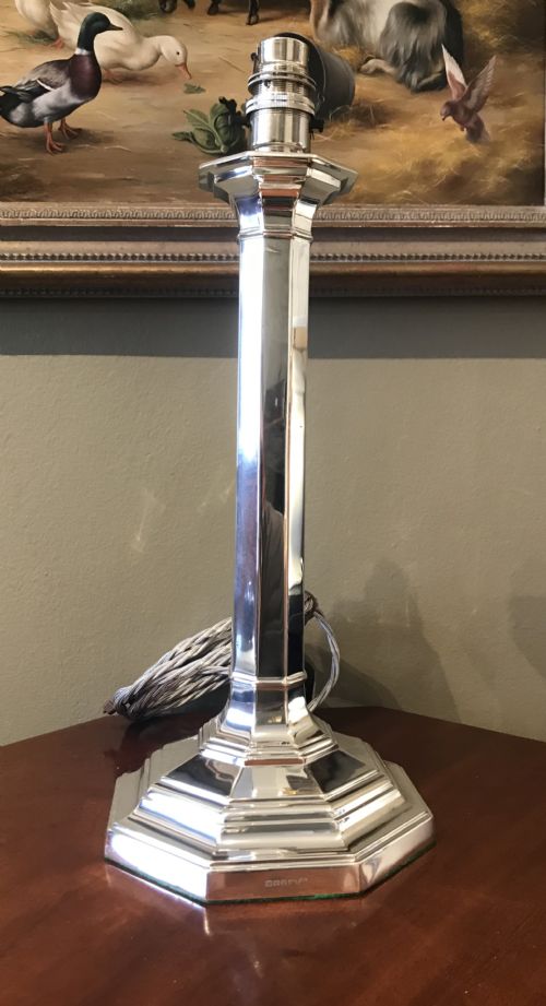 Large Victorian Silver Plated Lamp