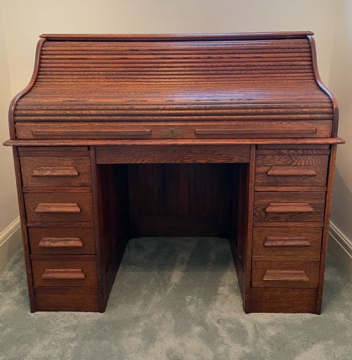 fig 1. Quality Late Victorian Oak roll Top Desk