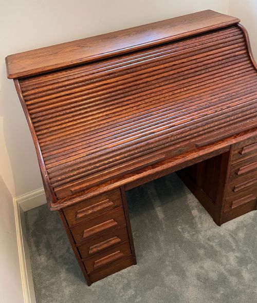 fig 2. Quality Late Victorian Oak roll Top Desk