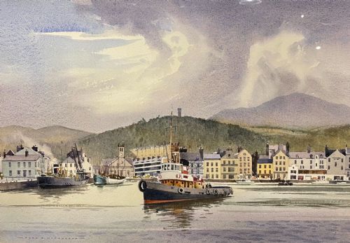 John Hobson Watercolour, Ramsey Harbour, Isle of Man