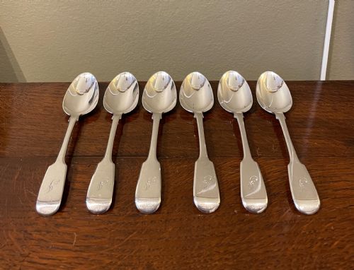 Set of Six William IV Solid Silver Spoons by Mary Chawner