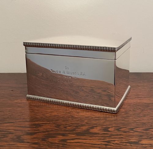 Quality George VI Solid Silver Biscuit Box, Ww2 Dedication