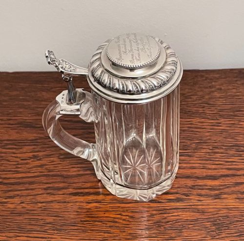 Quality German Silver & Glass Stein by Wilhelm Binder
