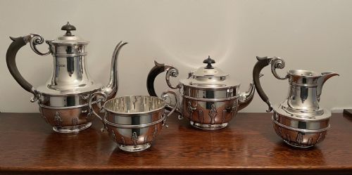 Quality Edwardian Four Piece Solid Silver Tea Service, 2,300 Grams