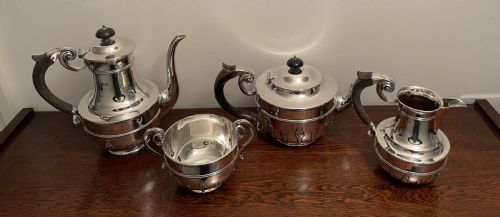 fig 1. Quality Edwardian Four Piece Solid Silver Tea Service, 2,300 grams