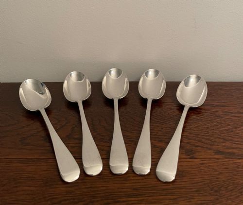 Quality Set of Five Victorian Silver Teaspoons, 1898
