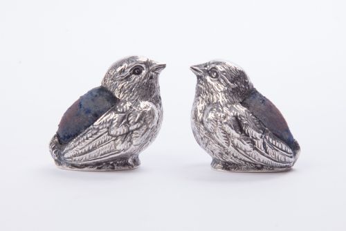 Rare Pair of Sampson & Mordan Chick Pin Cushions
