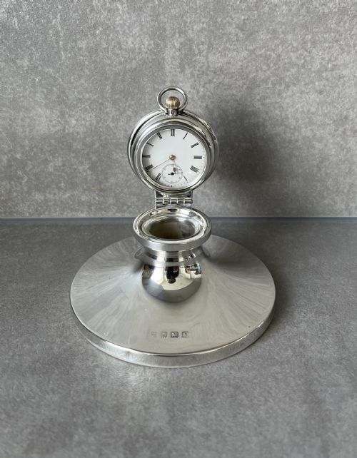 George V Solid Silver Watch Inkwell