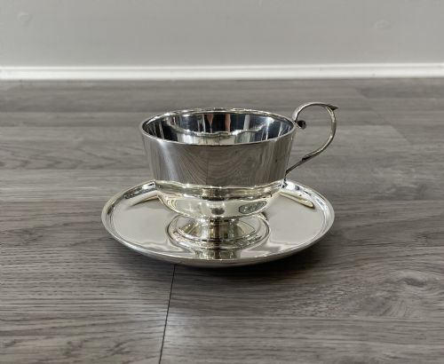 George V Solid Silver Tea Cup & Saucer