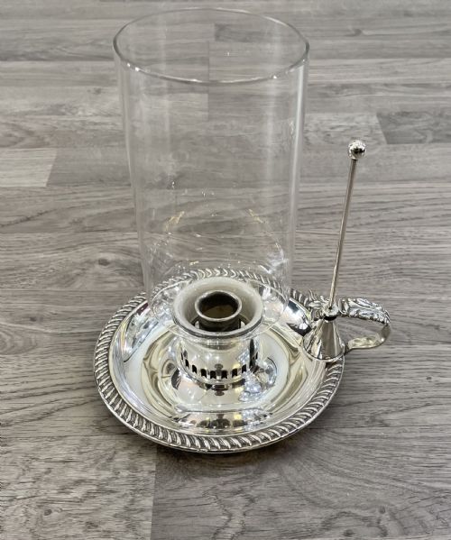 Georgian Style Silver Plated Chamberstick Storm Lantern