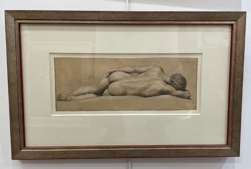 19th Century Nude Male Pencil Study, Dated 1848.