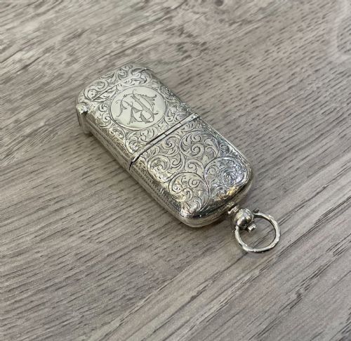 Victorian Solid Silver Combination Vesta Sovereign Case