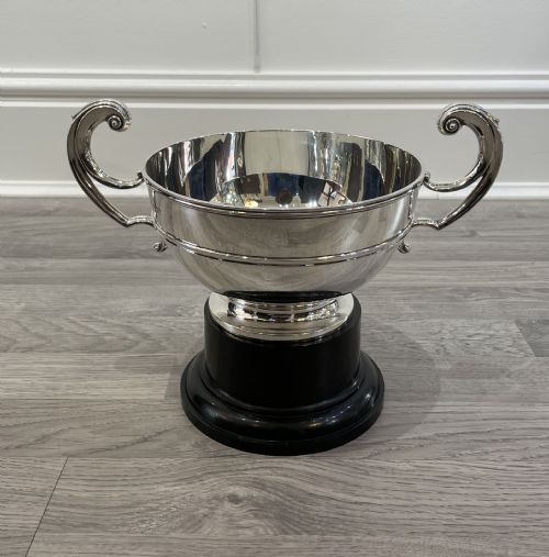 Large Edwardian Solid Silver Twin Handled Trophy Bowl