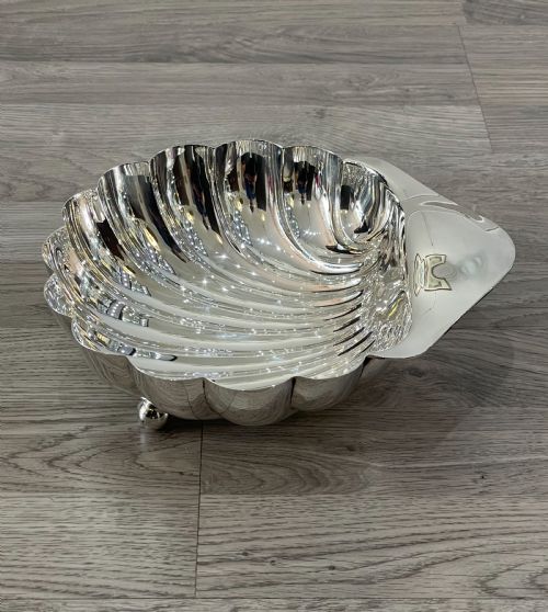 Large Edwardian Solid Silver Shell Dish