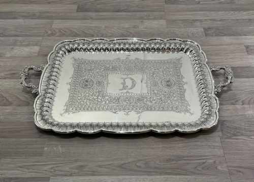 Outstanding Very Large Edwardian Solid Silver Tray, 1904