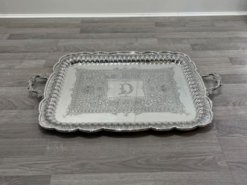 fig 1. Outstanding Very Large Edwardian Solid Silver Tray, 1904