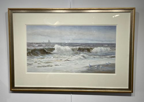"Waves Breaking on the Manx Shore" by James Aitken (1853 - 1935).