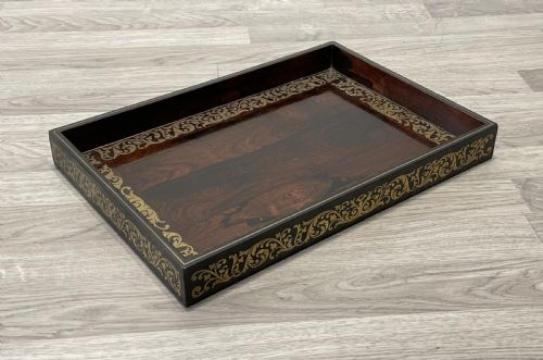 A Regency Rosewood and Brass Inlaid Book Tray