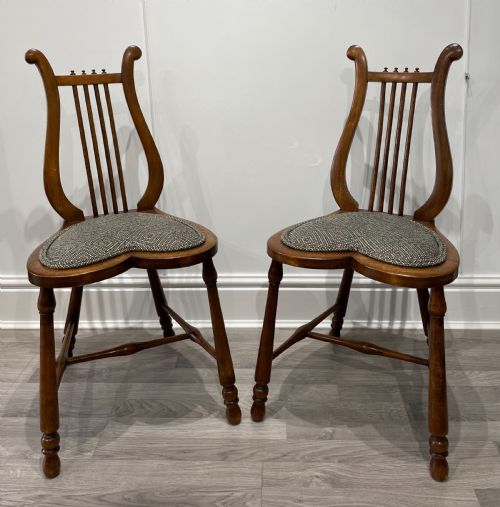 Stunning Pair of Victorian Mahogany Lyre Chairs