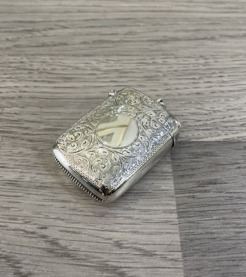 Late Victorian Solid Silver Vesta Case by John Millward Banks, Chester 1900