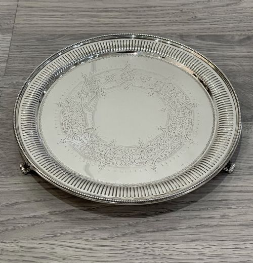 Victorian Solid Silver Tray Salver, 1874