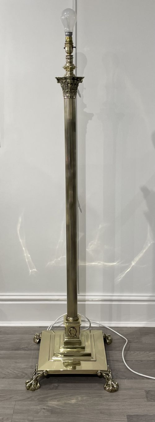 Edwardian Corinthian Column Brass Standard Lamp