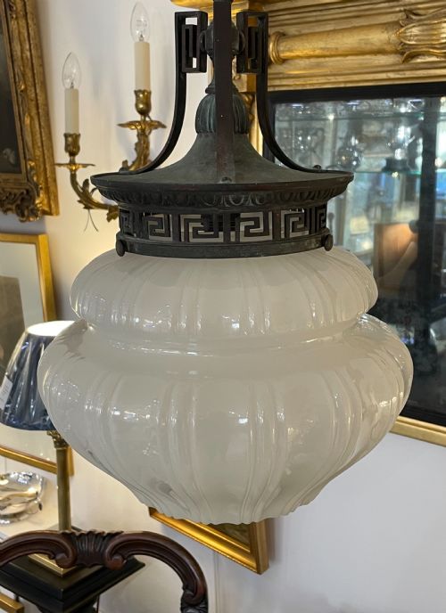 Impressive Large Edwardian Glass Pendant Ceiling Light