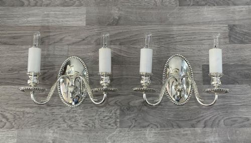 George V Silver Plated Twin Arm Wall Lights