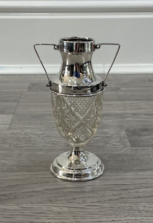 Edwardian Silver & Cut Glass Posy Vase, Chester 1905