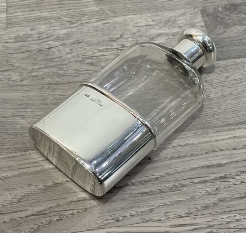 Edwardian Solid Silver Hip Flask by Alfred Clark, London 1902