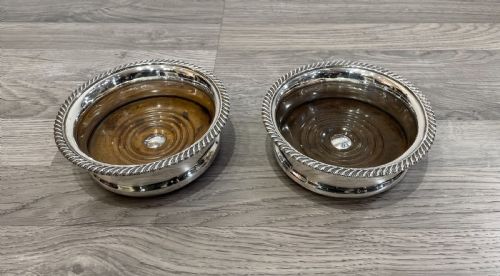 Pair George III Old Sheffield Plate Wine Coasters