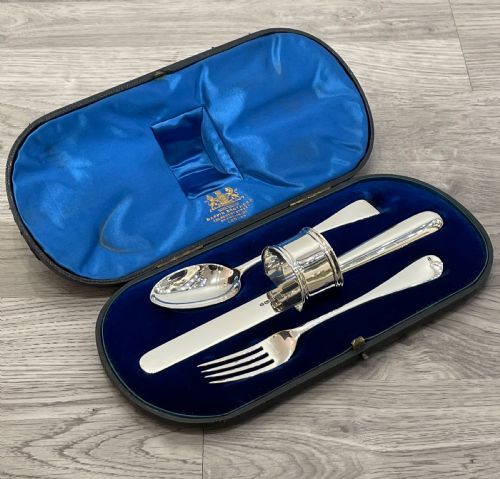 Victorian Solid Silver Four Piece Christening Set, 1889