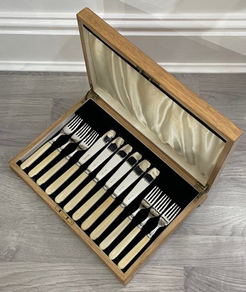George VI Solid Silver Fish Knives & Forks for Six Persons