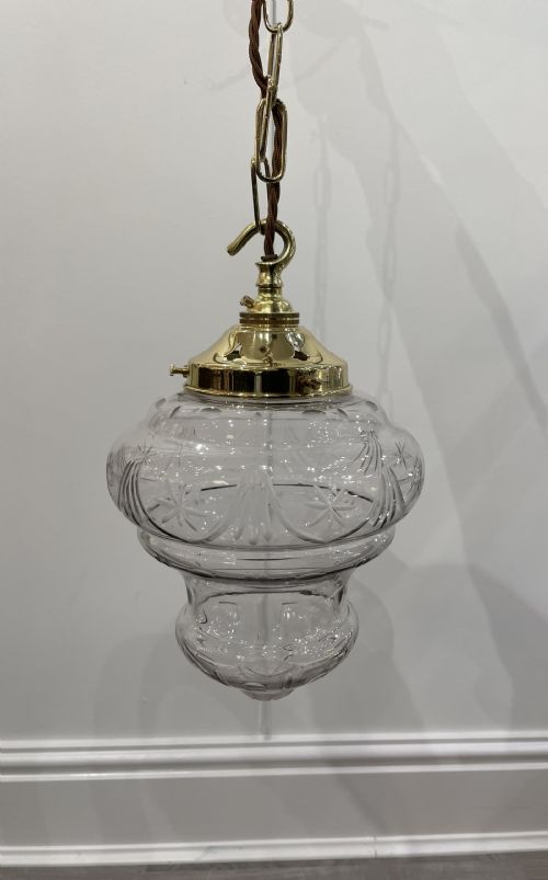 Pretty 1930s Cut Glass Hall Pendant