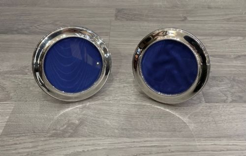 Pair of Circular Solid Silver Photograph Frames