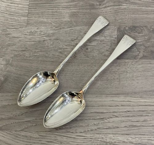 Pair George III Silver Serving Spoons