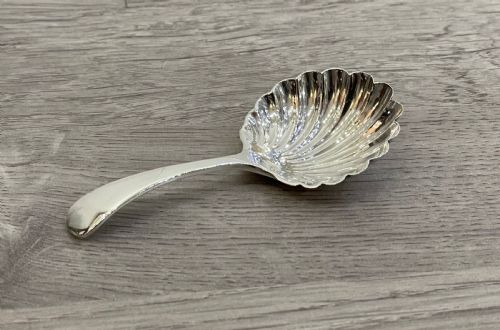 Victorian Silver Shell Bowl Caddy Spoon, 1898