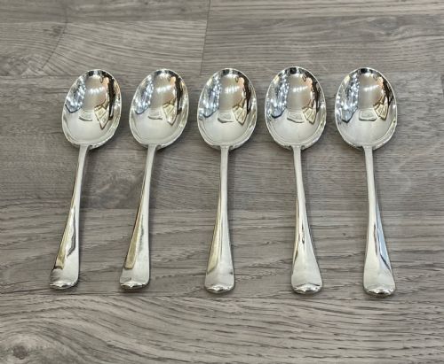 Quality Set of Rat Tail Silver Dessert Spoons