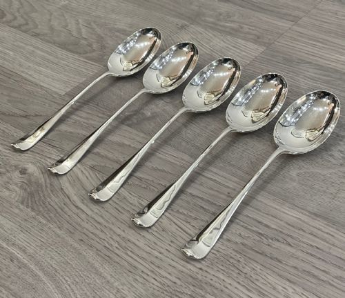 Quality Set of Rat Tail Silver Serving Spoons
